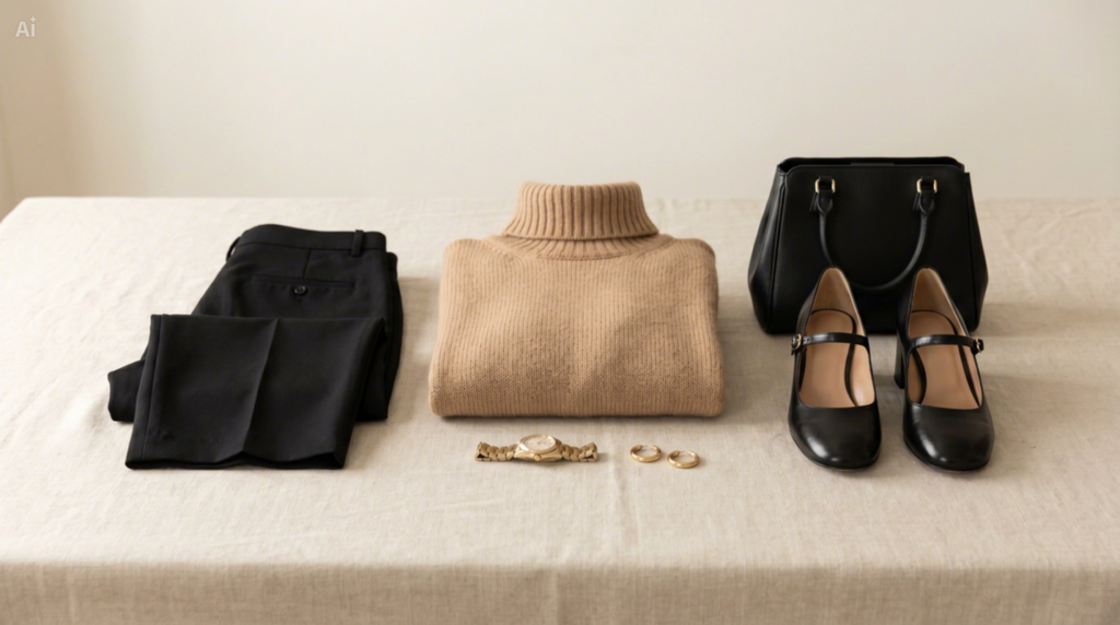•	Timeless quiet luxury fashion pieces